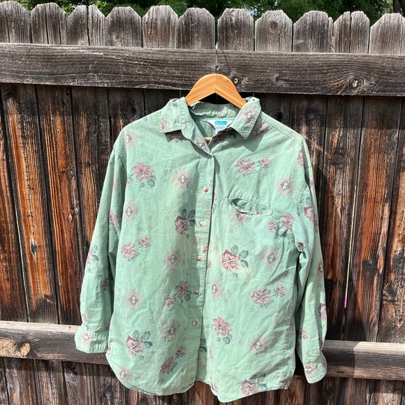 Partners • Floral Green Button-Up Shirt - Picture 1 of 4